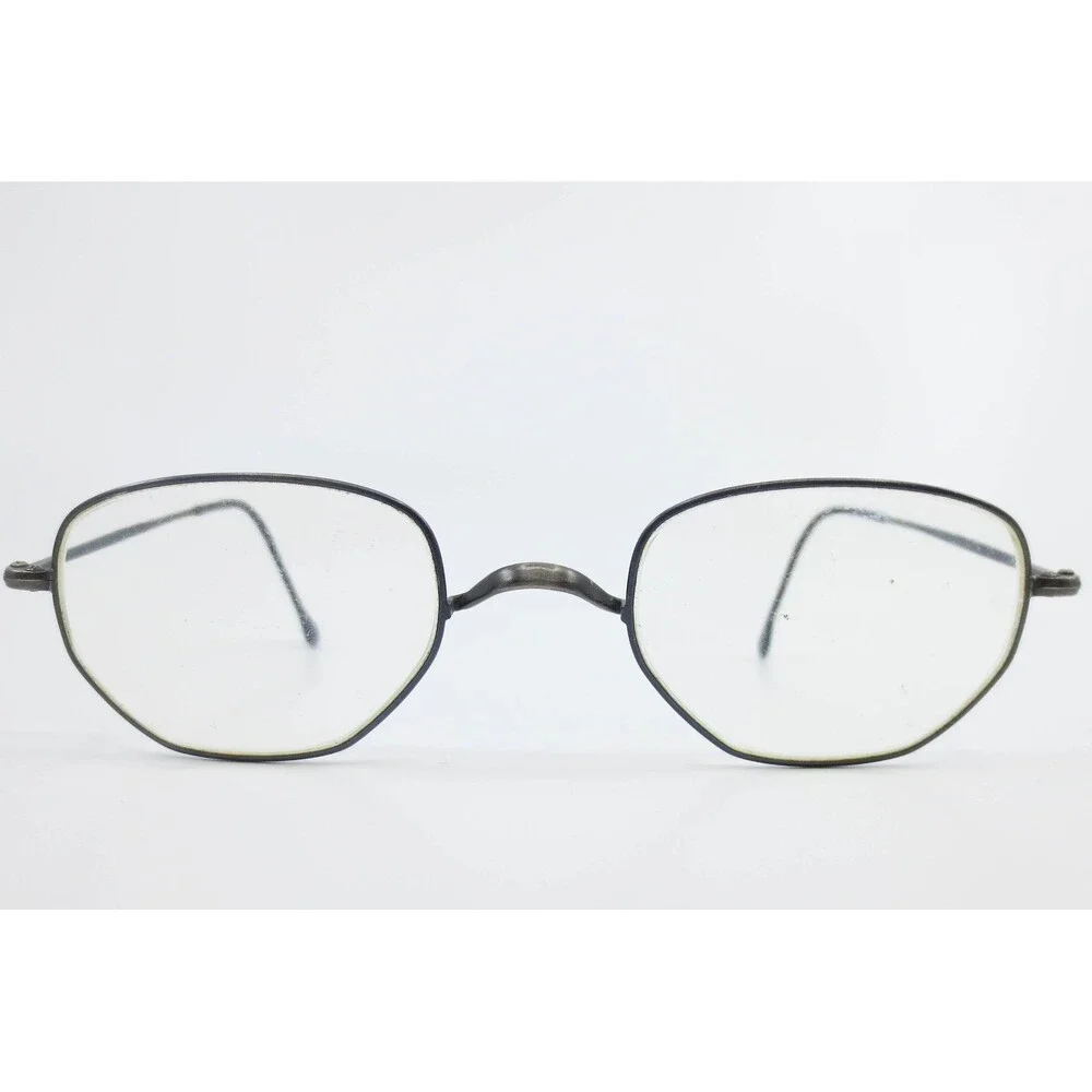 Vintage Dark Metal Wire Frame Eyeglasses Minimalist Rounded Geometric 38437